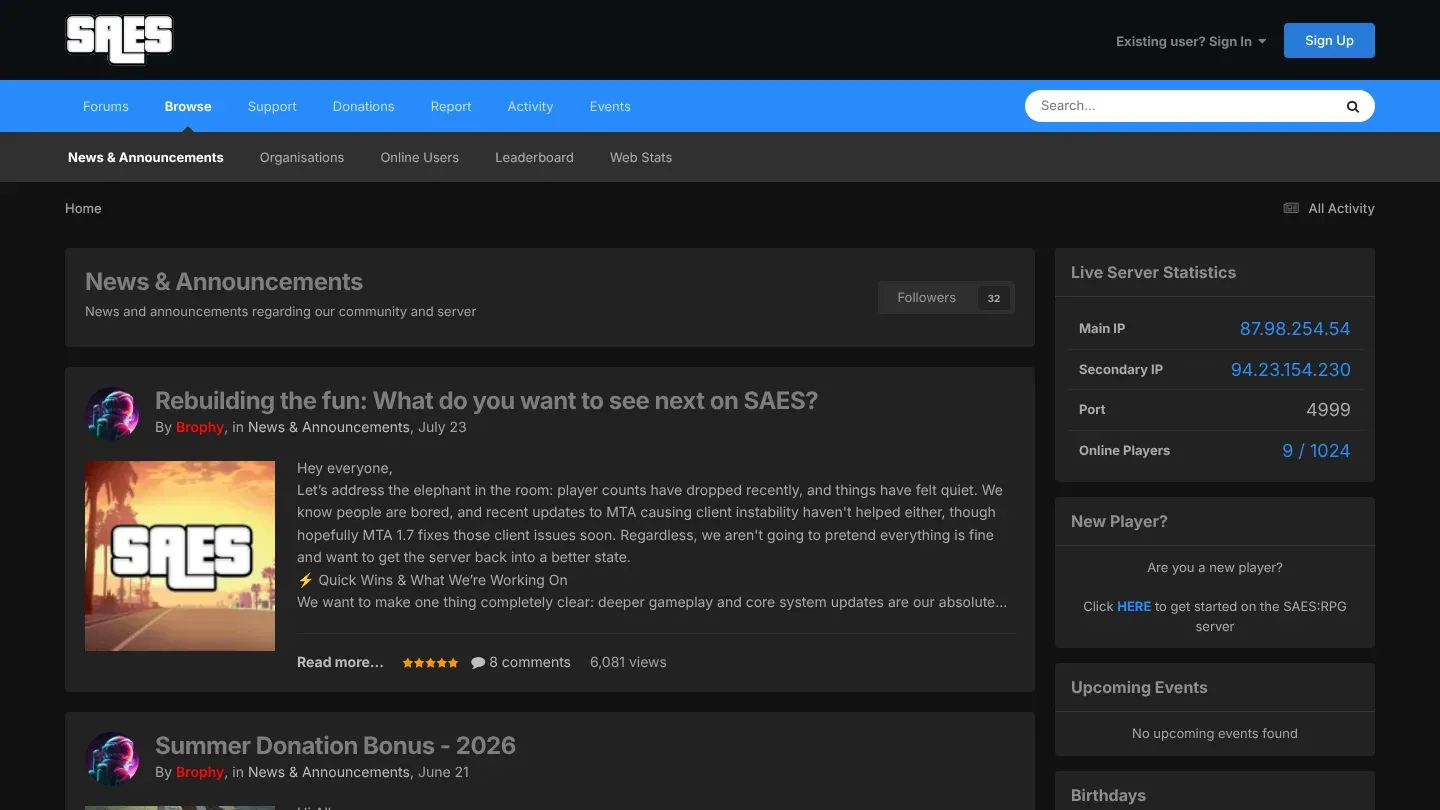 SAES:RPG banner